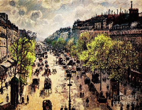 Boulevard Montmartre Spring Morning by Pissarro Painting by Camille ...