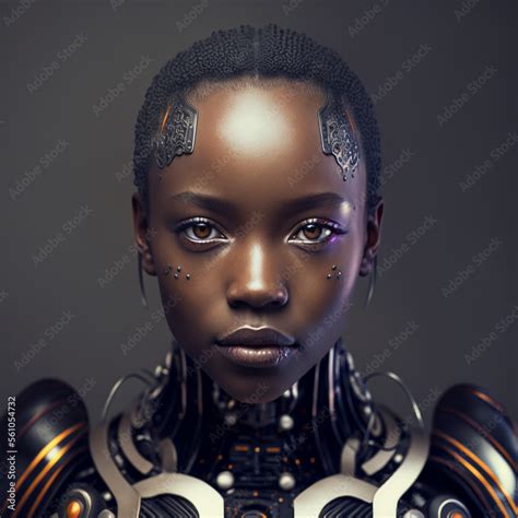 Generative Ai Illustration Sci Fi Futuristic Humanoid Robot Ilustración De Stock Adobe Stock