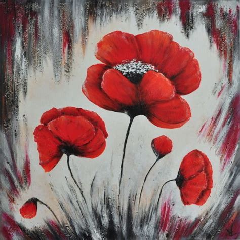 Non Disponible Peinture Tableau Fleurs De Coquelicots Peintures Par