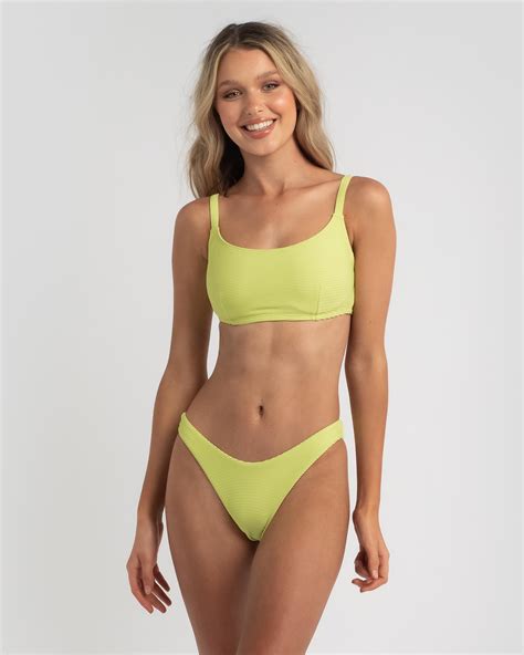 Shop Billabong Tanlines Mia Dd Bralette Bikini Top In Lime Fast