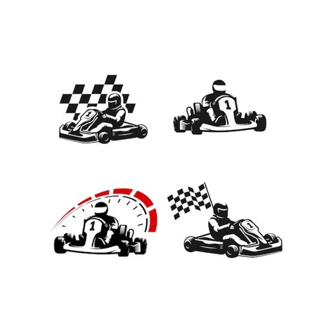 Premium Vector Go Kart Silhouette Logo Set