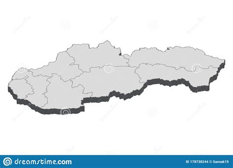 Mapa De Eslovaquia En D D Mapa Con Fronteras De Regiones Stock De