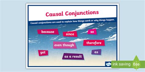 Causal Conjunctions Display Poster Teacher Made Twinkl