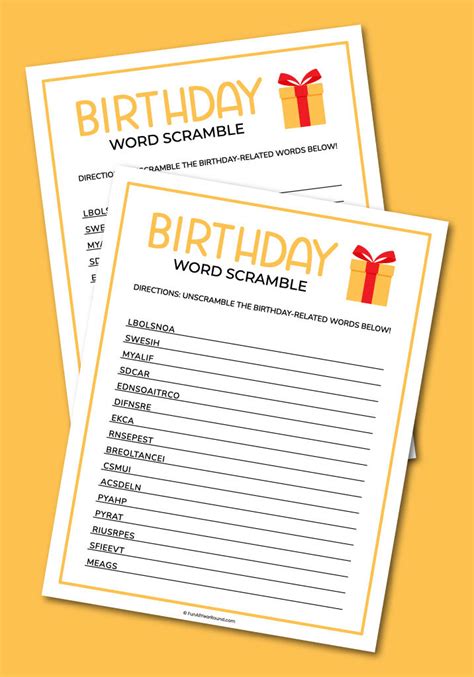 Birthday Word Scramble Fun All Year Round