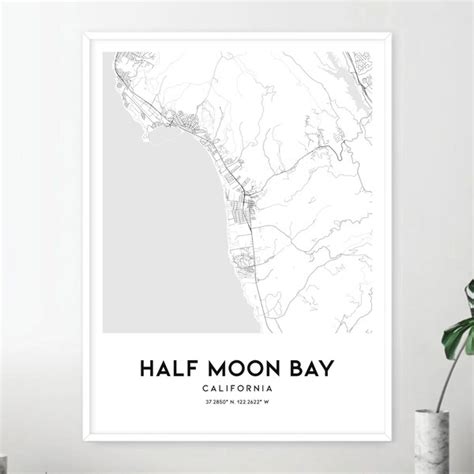 Half Moon Bay Map Art Etsy