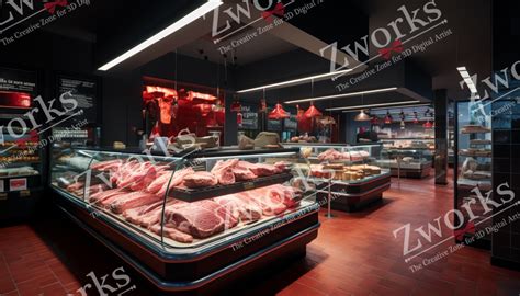 Meat shop interior design 3D model