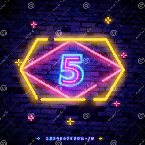 Number Five Symbol Neon Sign Vector Number Five Template Neon Icon