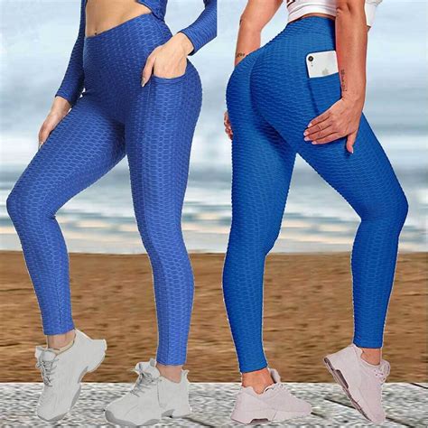 Womens High Waist Gym Leggings Pocket Fitness Sports Running Ladies