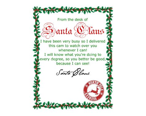 Santa Cam Printable Letter Png Svg And Jpeg Etsy