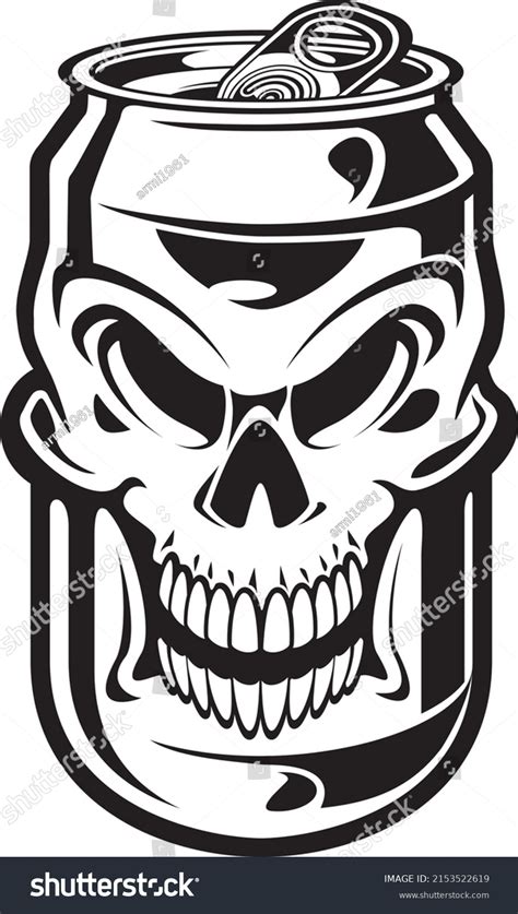 Cartoon Style Human Skull Beer Can