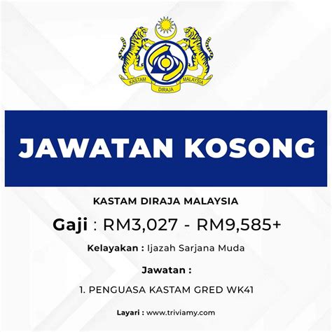 Jawatan Kosong Kastam Diraja Malaysia 211 Kekosongan Seluruh Malaysia