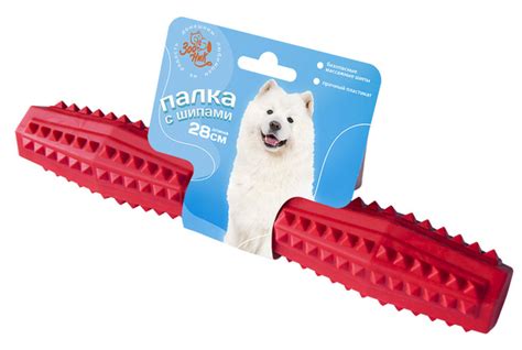 Игрушка палка литая с шипами "Зооник" 28 см (пластикат), красная ...
