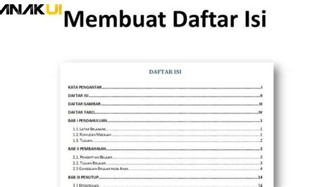 Cara Membuat Daftar Isi Yang Efektif Dan Menarik Anak Ui