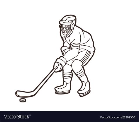 Ice Hockey Player Action Cartoon Sport Graphic Vector Image