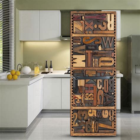 Yazi Fridge Refrigerator Door Sticker Cover Pvc Wall Decorative Murals