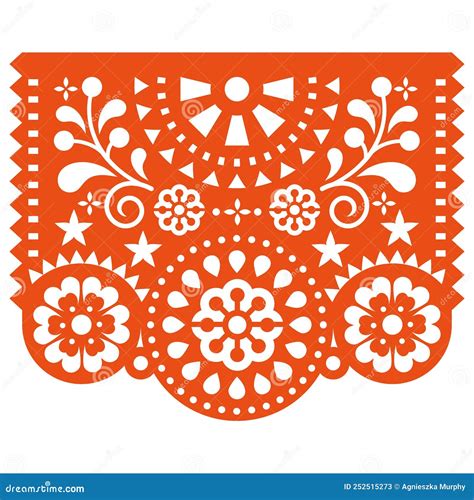 Mexican Fiesta Paper Cutout Decoration Papel Picado Vector Design