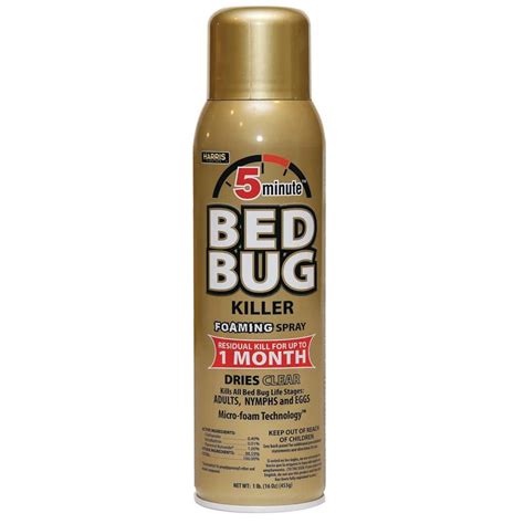 Harris 16 Oz 5 Minute Kills All Life Stages Bed Bug Killer Foaming Spray Goldbb 16a The Home