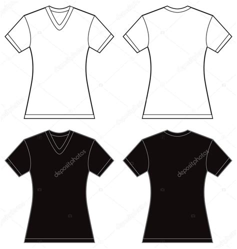 Plantilla De Dise O De Camisa Con Cuello En V Blanca Negra Vector De