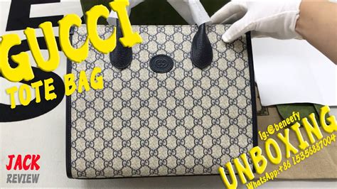 Medium Tote Bag With Interlocking G Beige And Blue Color Unboxing