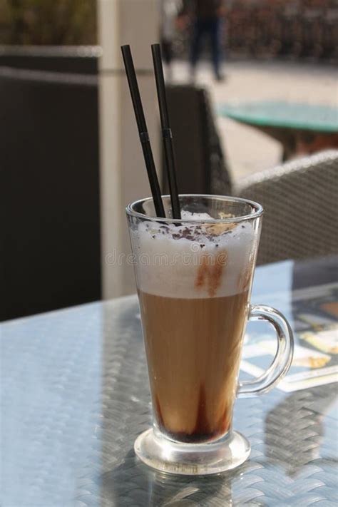 Greek Frappe Coffee In A Glass On A Table Stock Photo Image Of Cold