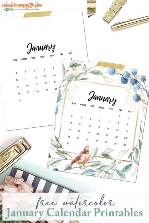 Free January Calendar Printable | Calendar printables, Printable ...