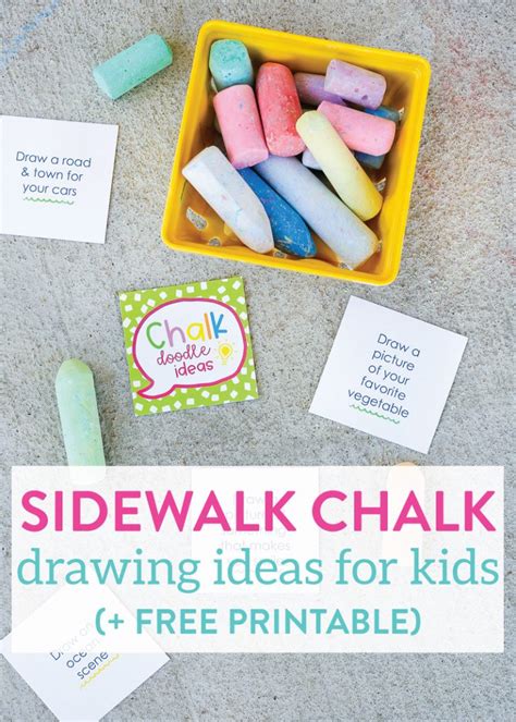 Sidewalk Chalk Drawing Ideas For Kids Free Printable Idea Cards