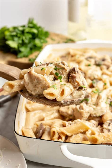 No Boil Chicken Alfredo Bake Creamy And Delicious Fed And Fit