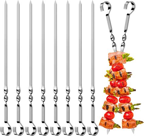 Brochettes pour Barbecue 20 Pièces 30 cm Brochettes à Viande en Acier