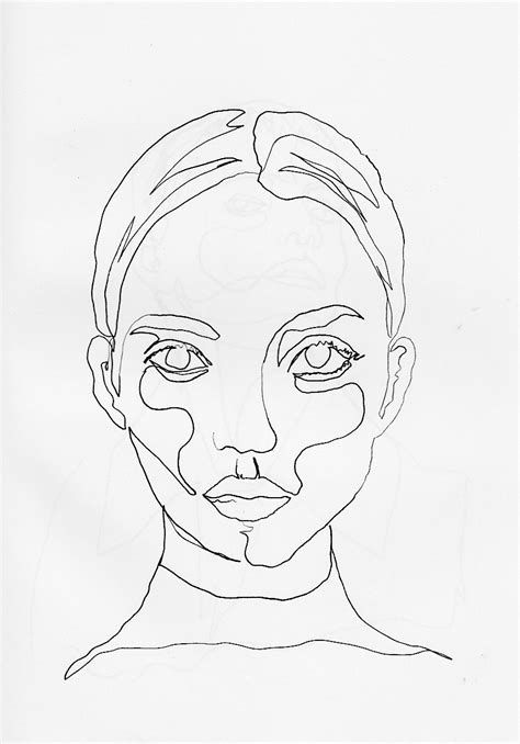 Continuous Contour Line Drawing Self Portrait Sketch Coloring Page