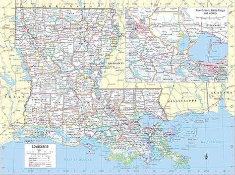 Amazon Cool Owl Maps Lousiana State Wall Map Poster Large Print