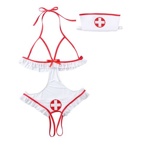 Women S Sexy Nurse Lingerie Costume Set Nightingale Babydoll Role Play
