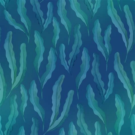 Premium Photo Seamless Pattern With Marine Plants Leaves And Seaweed