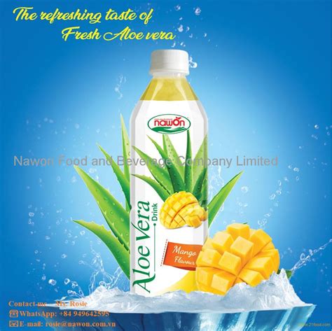 Nawon Aloe Vera Drink With Mango Juice 500ml PET Bottle Vietnam Nawon