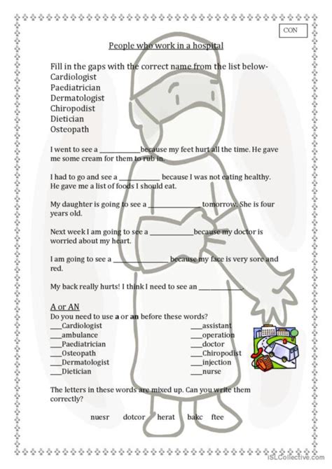 58 Hospital English Esl Worksheets Pdf And Doc