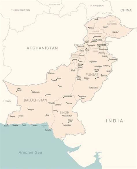 Pakist N Mapa Detallado Con Las Divisiones Administrativas Pa S