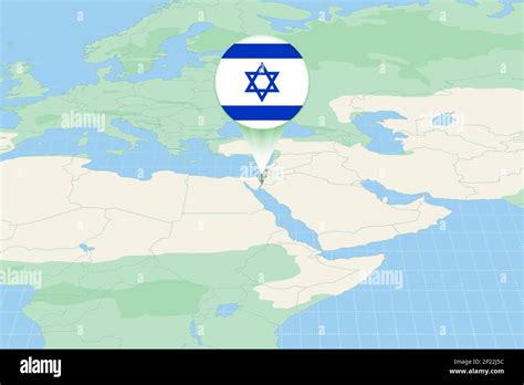 Map illustration of Israel with the flag. Cartographic illustration of ...