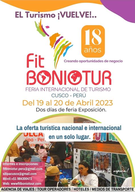 Vuelve La Feria Internacional De Turismo De Cusco Fitboniotur Este 19 Y 20 De Abril Turiweb