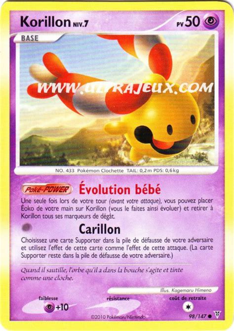 Korillon Niv Carte Pok Mon Cartes L Unit Fran Ais