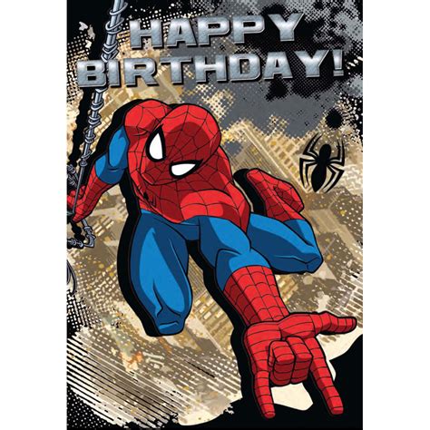 Marvel Carte D Anniversaire Spider Man Gar Ons Papier Argent Internet