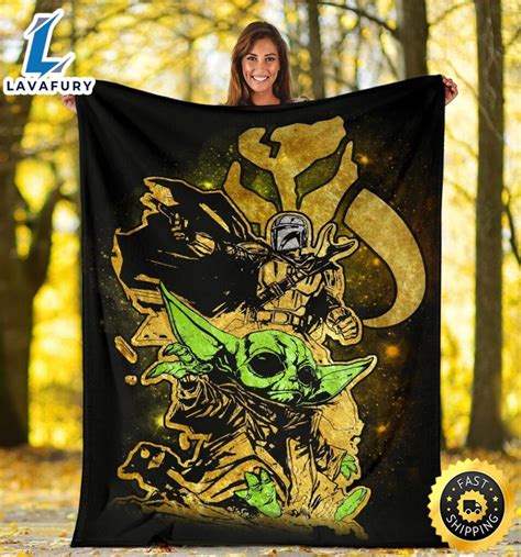 The Mandalorian Baby Yoda Fleece Blanket Star Wars Fan Lavafury