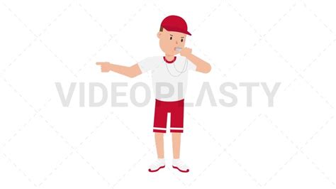 Coach Using a Whistle [Royalty-Free Stock Animation] | VideoPlasty