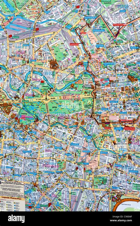 Detail of a map of Berlin city centre in Germany Stock Photo - Alamy