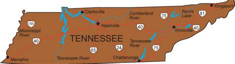 Large Detailed Administrative Map Of Tennessee State With Roads Images