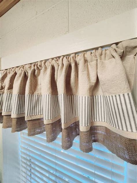 Burlap Valance Drop Cloth Curtain Rustic Curtains Farmhouse Curtain