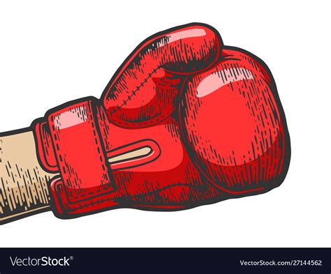 Hand in boxing glove sketch engraving Royalty Free Vector