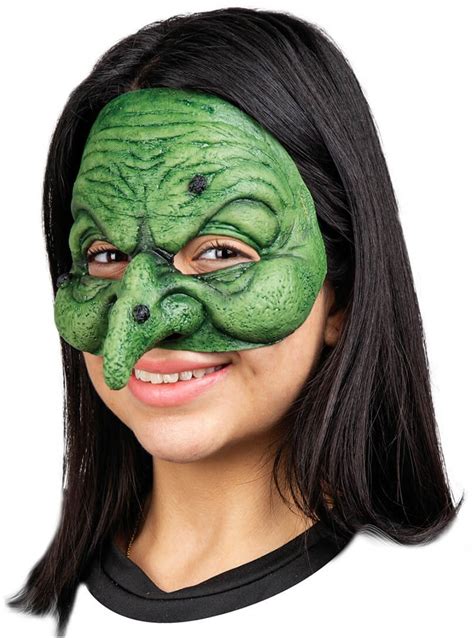 Wizard Heks Halfmasker Groen Latex Kopen