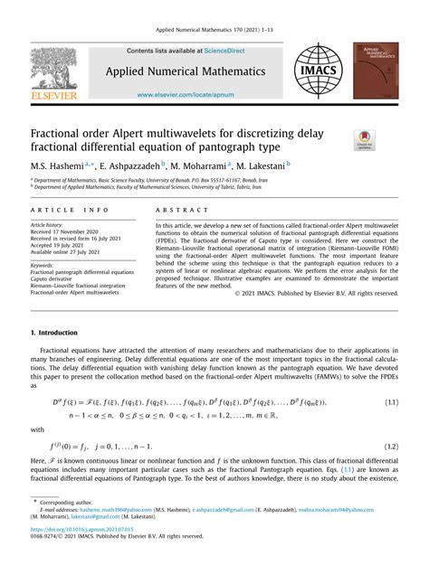 PDF Fractional Order Alpert Multiwavelets For Discretizing Delay