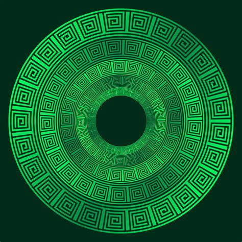 Design With Abstract Green Ancient Pattern Circle Frame Templates For