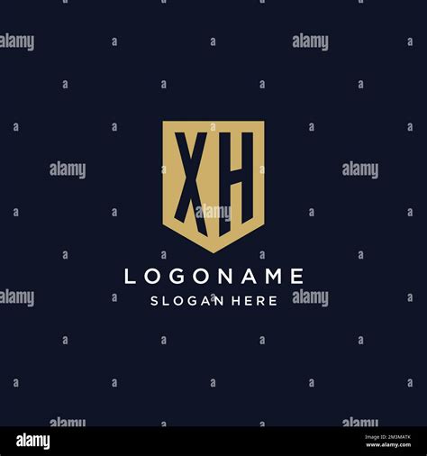 XH Monogram Initials Logo Design With Shield Icon Template Stock Vector