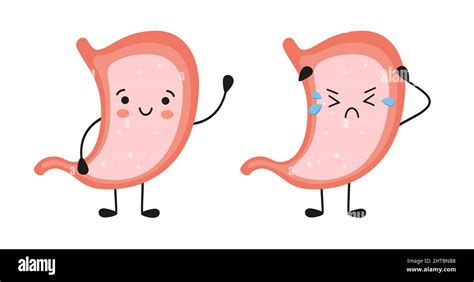 Sonriendo estómago sano y triste malestar estomacal Gastritis